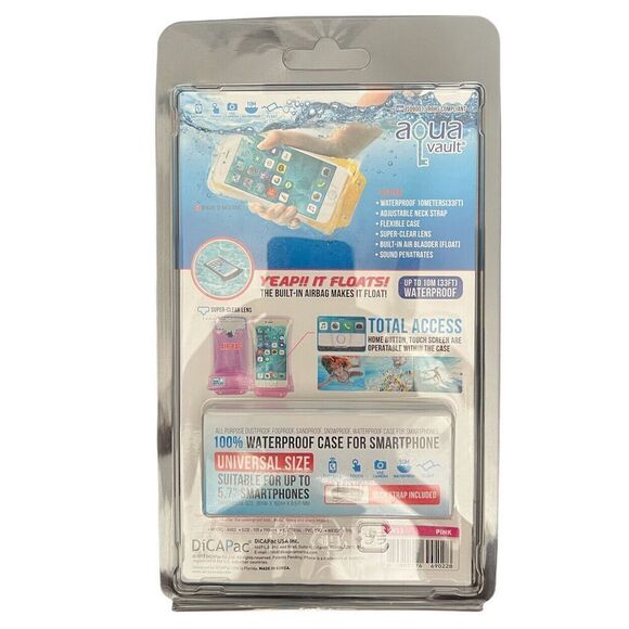 AquaVault 100% Waterproof Floating Smart Phone Case & Money Pouch AV03 PINK - Picture 2 of 2